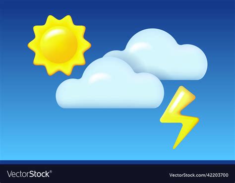 Realistic Icons For Weather Forecast Royalty Free Vector