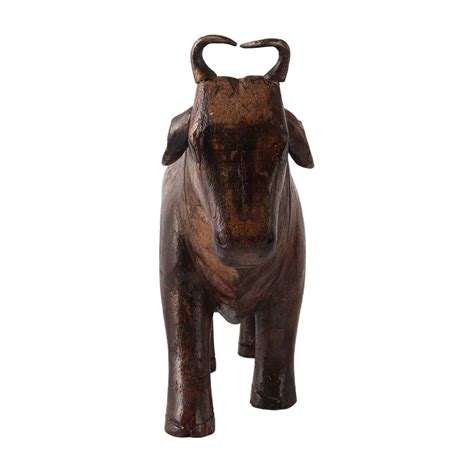 Hand Carved Wooden Bull Statue