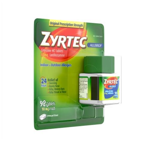 Zyrtec 24 Hour Allergy Relief Tablets With 10 Mg Cetirizine Hcl 90 Ct Pack Of 3 3 Smiths