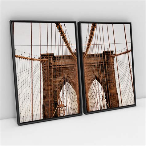 Quadro Paisagem Nova York Brooklyn Bridge Decorativo Mosaico