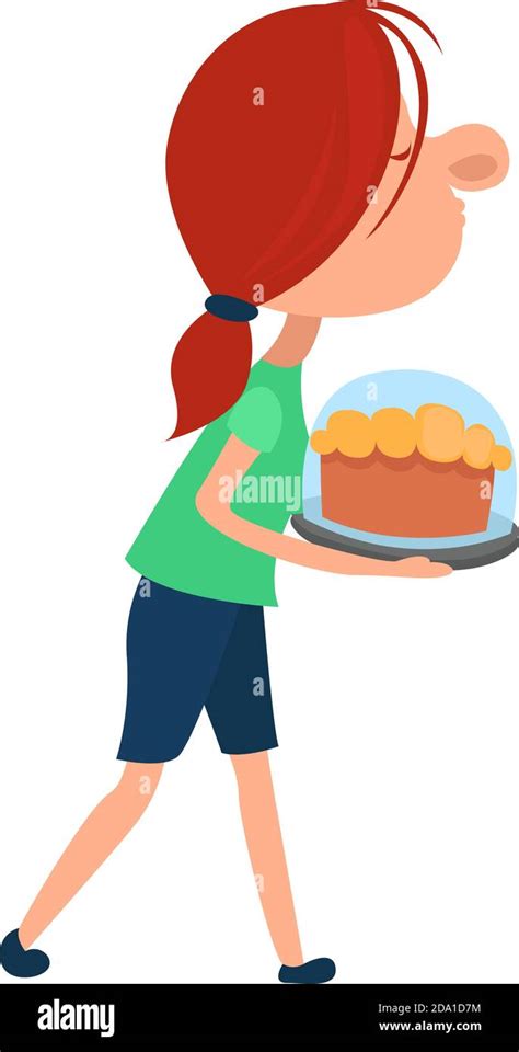 Girl with a big cake,illustration,vector on white background Stock Vector Image & Art - Alamy