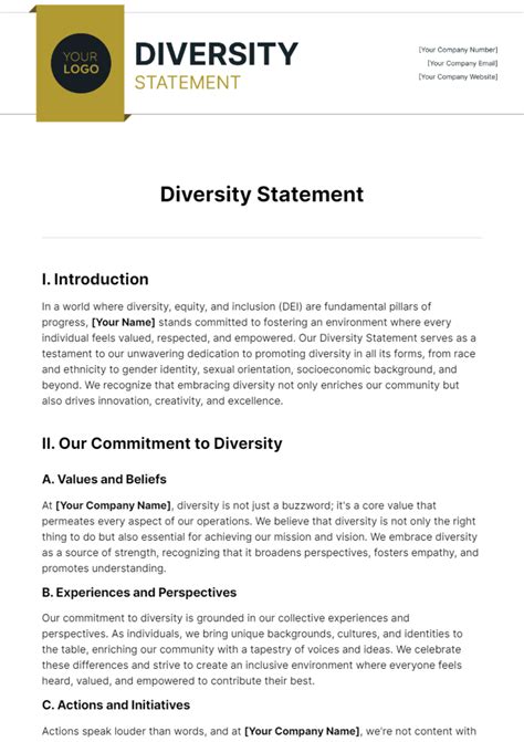 Free Diversity Statement Template Edit Online And Download