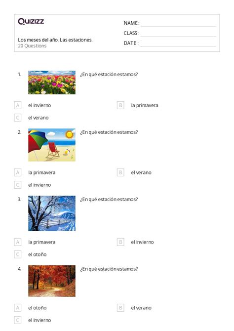 50 Clima And Estaciones Hojas De Trabajo Para Grado 2 En Quizizz Gratis E Imprimible