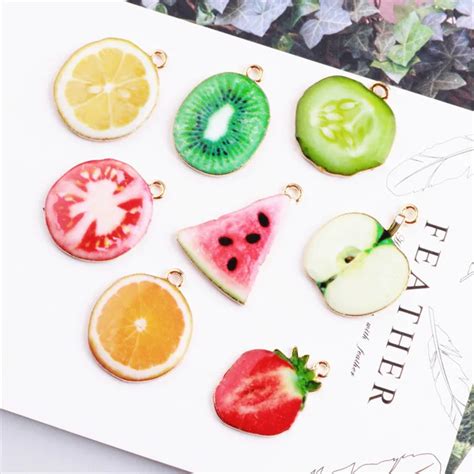 New Style Pcs Enamel Alloy Fruit Pendant Charms Gold Tone Plated