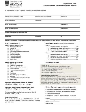 Fillable Online Printable Registration Form Georgia Center For