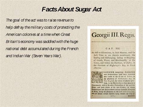 The Sugar Act 1764 презентація з англійської мови