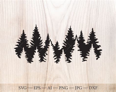 Forest Svg Treeline Silhouette Svg Cut File Pine Tree Svg Woods Svg Forest Tree Silhouette