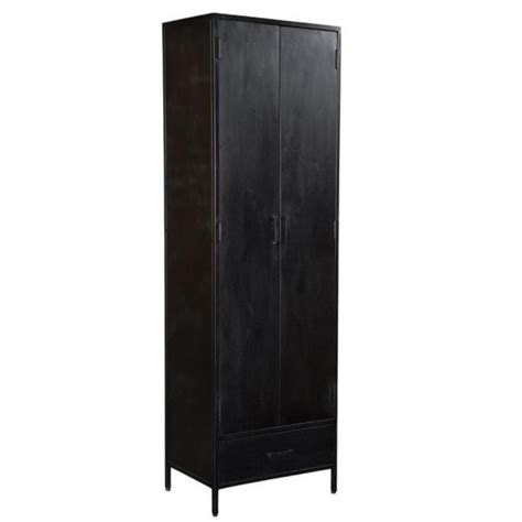 Hochschrank Kala H 200 cm Mangoholz Metall schwarz 2 Türen Schrank