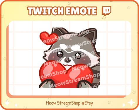 Twitch Emote Cute Raccoon Heart Love Hug Emotes Kawaii Etsy Australia