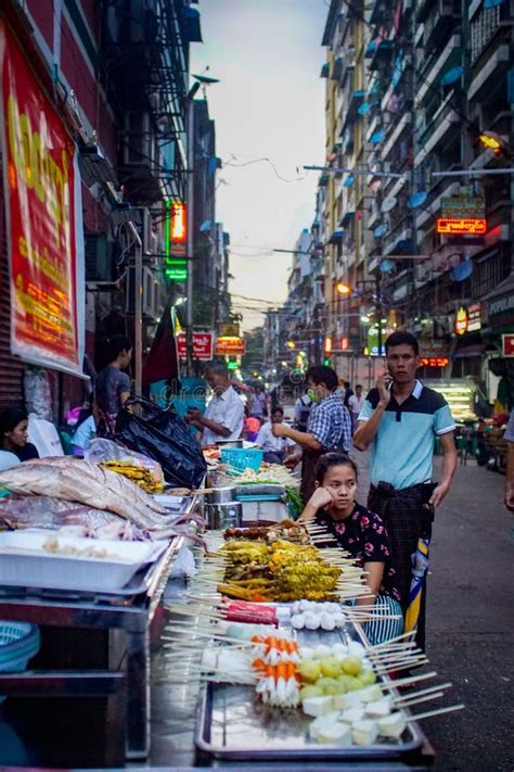 19th Street Night Market In Yangon Myanmar Editorial Image Image Of