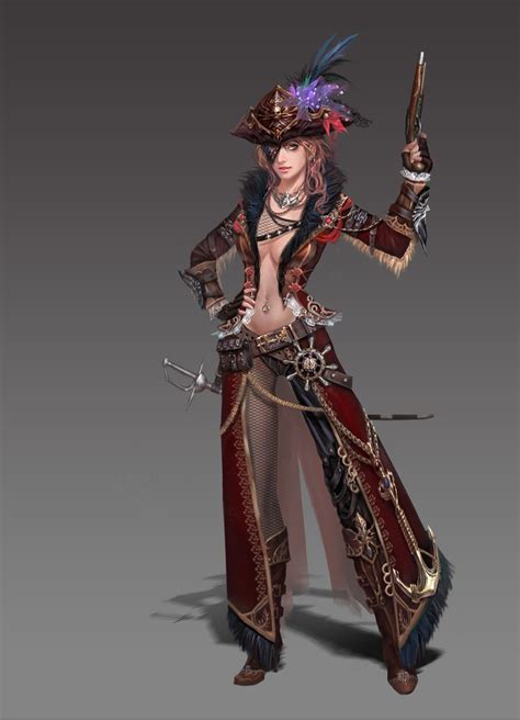 Artstation Pirate【贰零壹贰】 Ares Female Character Concept Pirate