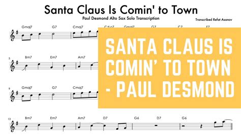 Santa Claus Is Comin To Town Paul Desmond Alto Saxophone Solo