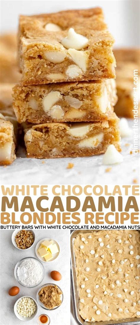 White Chocolate Macadamia Blondies Recipe Dinner Then Dessert