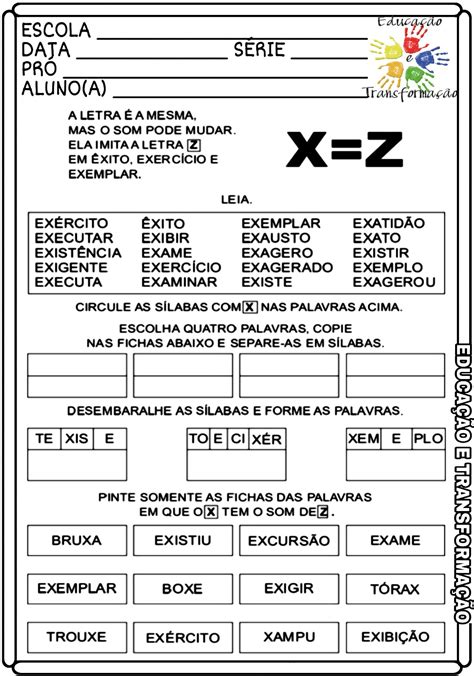 Palavras Com X Mas Som De S - FDPLEARN