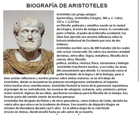 Leo la biografía de Aristóteles y hago un resumen y luego digo porque