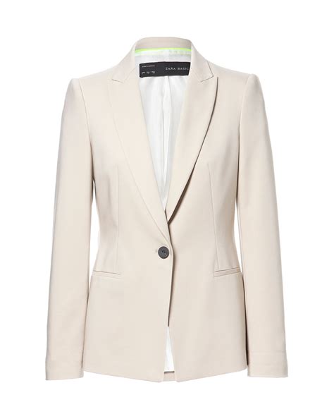 Zara Single Button Blazer In Beige Lyst