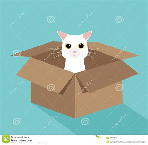 Cute White Cat In The Box Stock Vector Illustration Of Drawing 94222206