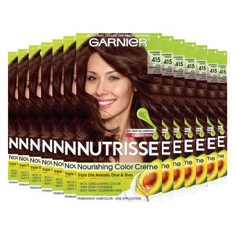 Garnier Nutrisse Nourishing Color Creme Soft Mahogany Brown 415 Raspberry Truffle 12 Pack