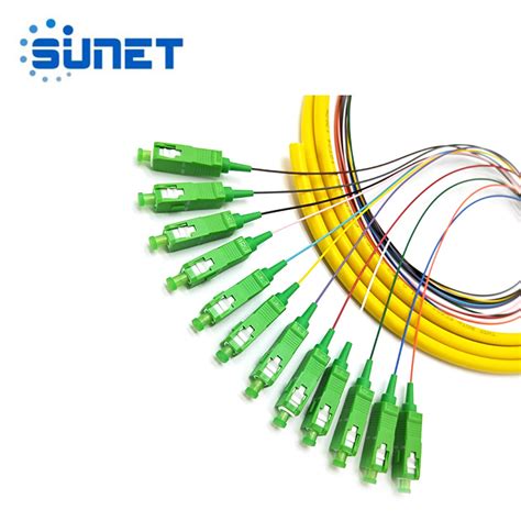 Sc APC 12 Core Fanout Fiber Optic Pigtail Sm Simplex 12 Core 1 5m