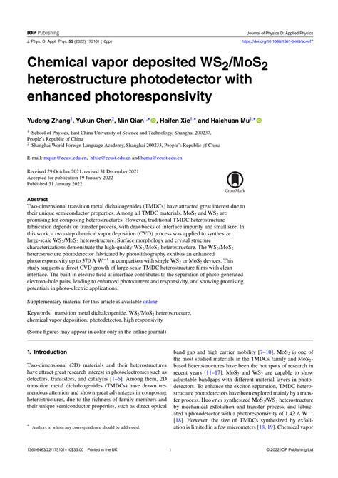 Chemical Vapor Deposited Ws2mos2 Heterostructure Photodetector With