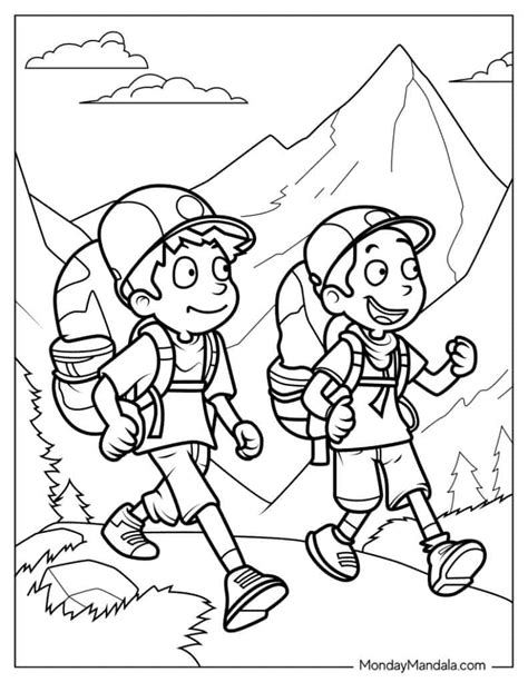 Camping Hiking Coloring Page Free PDF Printables Coloring Home