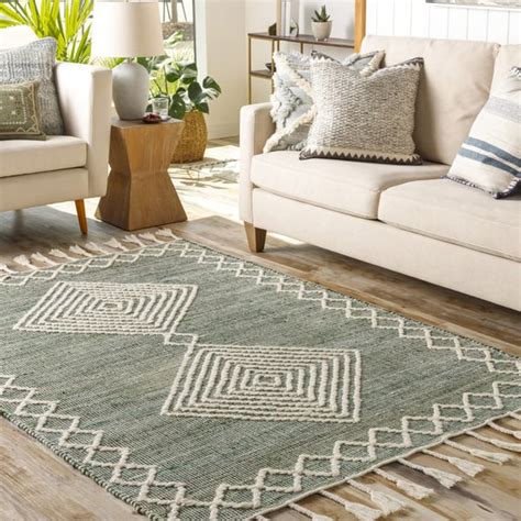 Surya Norwood 27921 Bohemian Rectangular Green Area Rugs Rugs Direct