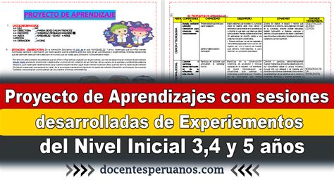 Proyecto De Aprendizajes Con Sesiones Desarrolladas De Experiementos