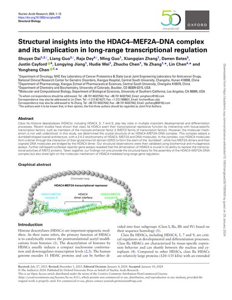 PDF Structural Insights Into The HDAC4MEF2ADNA Complex And Its