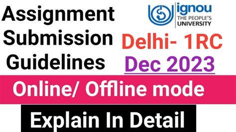 IGNOU Assignment Submission Guidelines Dec 2023 Rc Delhi 1 IGNOU