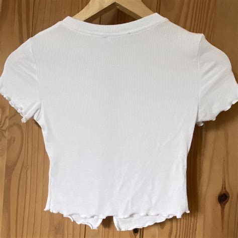 White Lettuce Hem Crop Top With Exposed Front And Depop