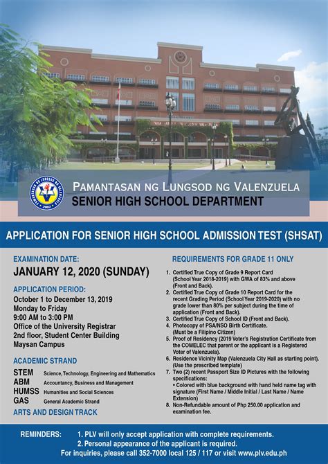 Valenzuelacity On Twitter The Application For Plvs Senior High