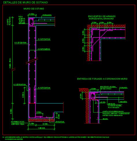 Muro De Sotano En AutoCAD Librería CAD