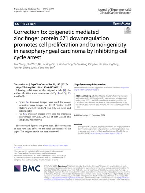 Pdf Correction To Epigenetic Mediated Zinc Finger Protein