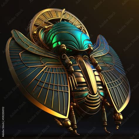 Egyptian scarab made of gold springs and wire stained glass. Fantasy ...