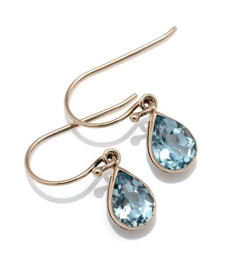 9ct Gold Blue Topaz Drop Earrings Earrings Jewellery