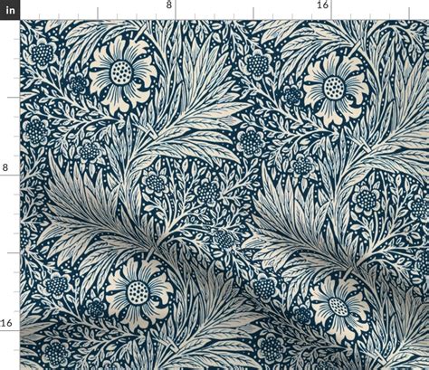 William Morris Marigold Original Navy Fabric Spoonflower