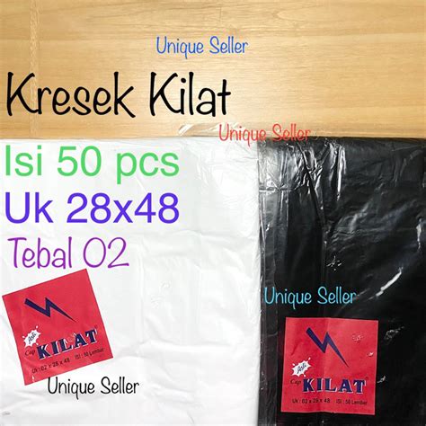 Jual [isi50] Kresek Kilat Uk 28x48 Tebal 02 Putih Hitam Kantong Kresek Kilat Uk 28x48 Tebal 02