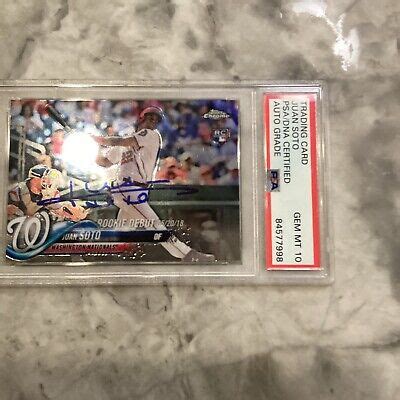 Juan Soto Topps Chrome Rookie On Card Blue Auto Psa Ebay