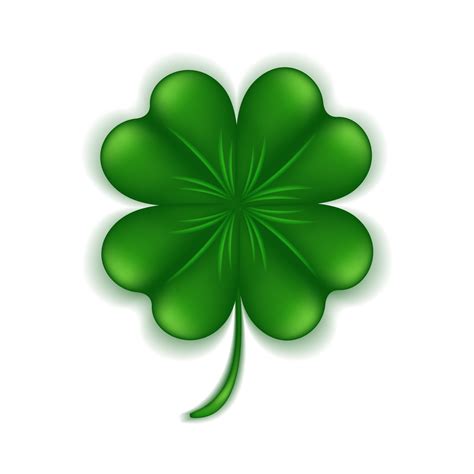 Green Clover Leaf Isolated On White Background Four Leaf Clover D