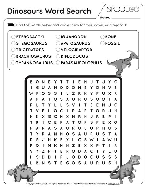 Dinosaurs Word Search - Free Game for kids - SKOOLGO