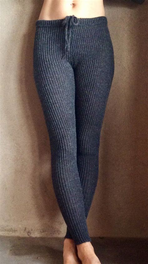 Thick Alpaca Or Organic Merino Wool Stretchy Rib Knit Etsy Tight Leggings Knit Leggings