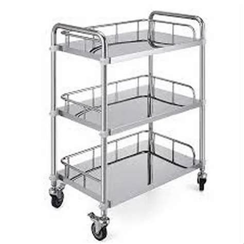 Silver Stainless Steel Ss Instrument Trolley 42 X 24 For Hospitals