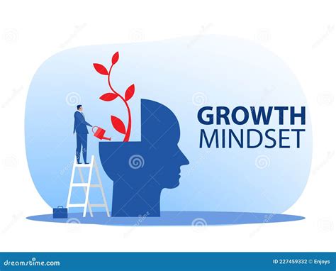 Businessman Watering Plants With Big Brain Growth Mindset Concept