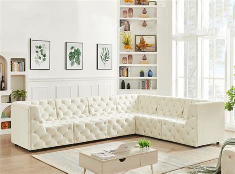 Tuft Velvet Modular Sectional Sofa By Meridian Mig Furniture