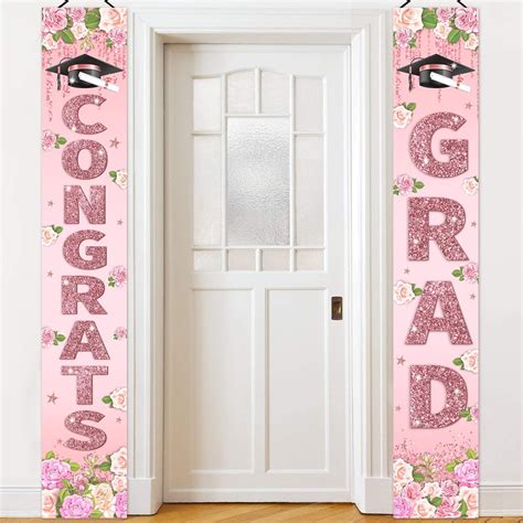 Pink Graduation Decorations Porch Sign 71 X 12 Pink