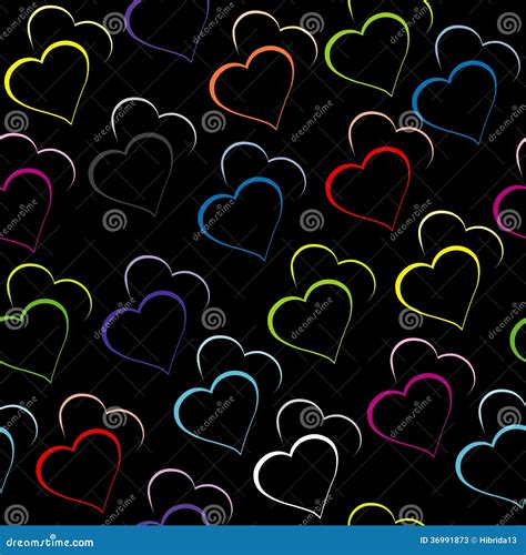 Fondo Negro Con Los Corazones Coloreados Stock De Ilustración