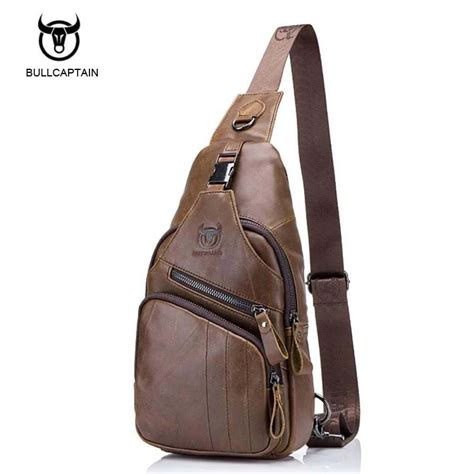 BULLCAPTAIN Véritable En Cuir Hommes Sling Sac Unique Épaule Sac Hommes