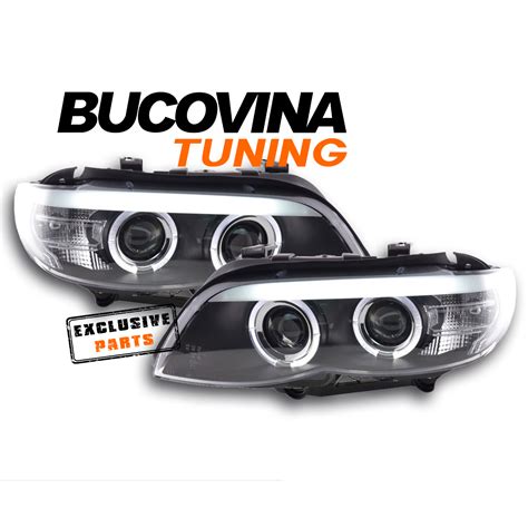 Faruri Angel Eyes Compatibile Cu Bmw X E Xenon Bucovina Tuning