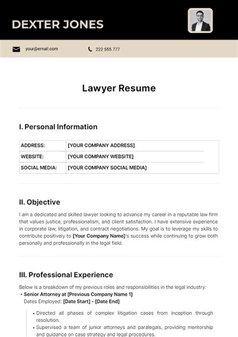 Lawyer Resume Template Edit Online And Download Example