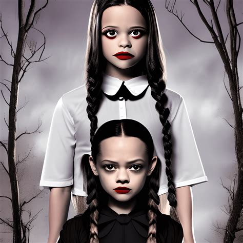 Ominous Presence Graphic Of Jenna Ortega As Wednesday Addams · Creative